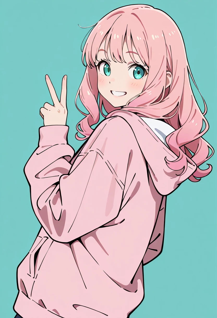 振り向くピンクの髪の女の子