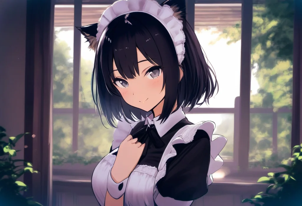 猫耳メイド服少女